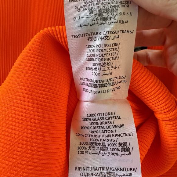 Christopher Kane SS20 Neon Orange Crystal Neck Knit Mini Dress NWT Size 40 - Picture 13 of 13
